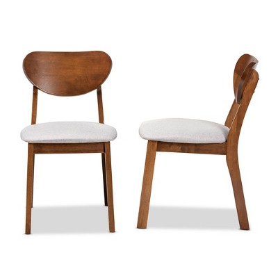 Damara Gray and Walnut Brown Fabric Upholstered Dining Chair Set