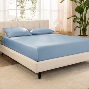 400 Thread Count Organic Cotton Sateen Fitted Sheet by Bare Home - 1 of 4