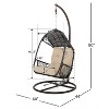 GDFStudio Emmie Outdoor Wicker Hanging Chair with Iron Stand and Water Resistant Cushion - 3 of 4