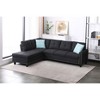 TiramisuBest Black Faux Leather L-Shaped Sectional Sofa with Storage Ottoman & Cup Holders, 2-Piece Couch for Living Room - 2 of 4