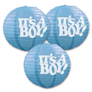 Beistle 9 1/2" Its A Boy Paper Lantern; Light Blue/White 6/Pack 54576 - 1 of 1