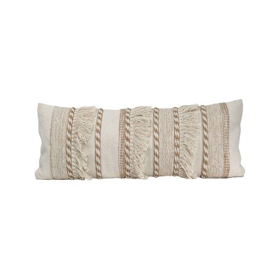 Oversized Oblong Woven Knotted Fringe Decorative Throw Pillow Natural -  Threshold™