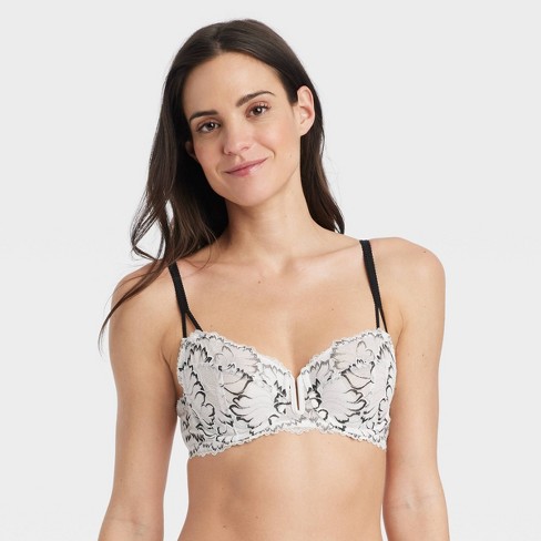 Women's Unlined Balconette Bra - Auden™ White/Black 36D