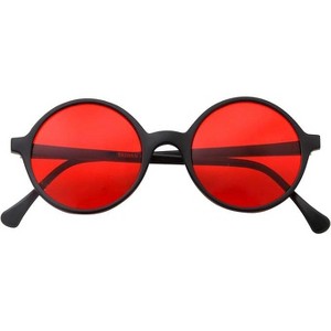 Oversized Round Sunglasses Hippie Color Lens Retro Circle Glasses Men and Women (Red) - 1 of 4