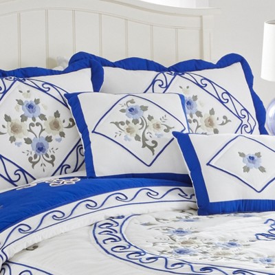 BrylaneHome Ava Embroidered Cotton 16" Square Pillow
