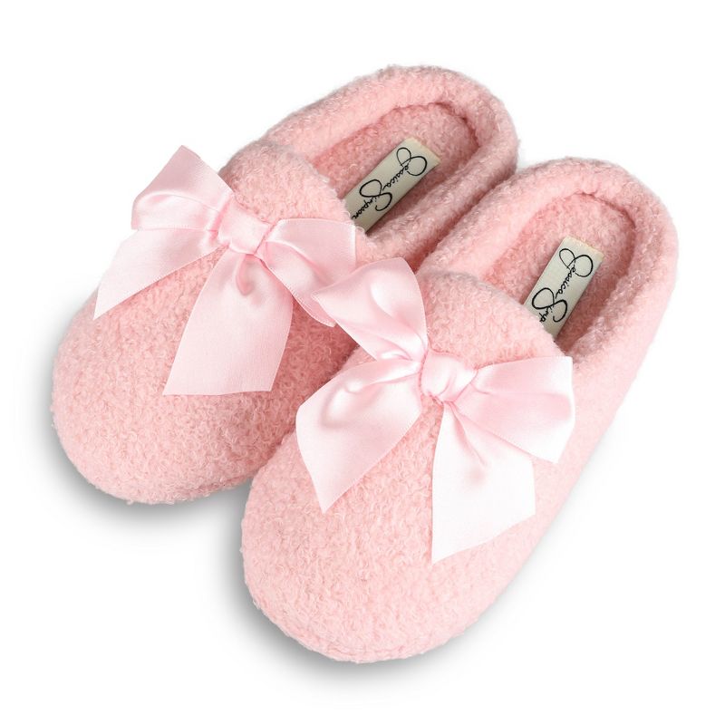 Jessica Simpson Girl's Slip-On Faux Shearling Clog Slippers with Satin Bow, 3 of 6