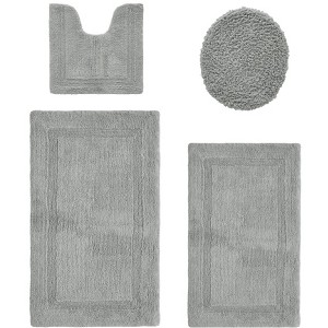 Lux Premium 100% Cotton Tufted Solid Reversible 4 Piece Bath Rug Set – Ultra-Soft, Water-Absorbent, Durable, Machine Washable Bathroom Rug - 1 of 4