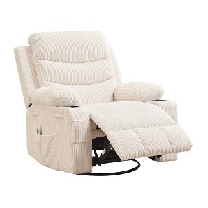 Garvee Small 360° Swivel Rocker Recliner Sofa, Glider Chair with Massage & Heat, Side Pockets, Cup Holders, Compact Design - 1 of 4