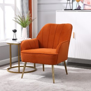 KTMBDW Modern Accent Chair, Velvet Armchair with Cozy Soft Padded for Living Room, Bedroom, Office - 1 of 4