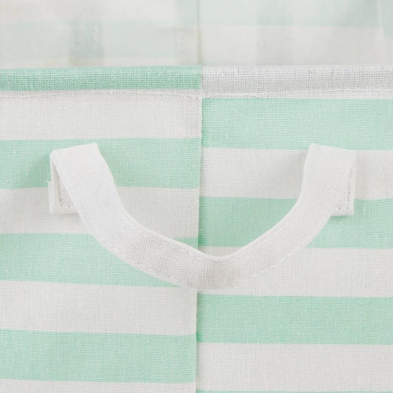 Design Imports Set of 2 Rectangle L 10.5 x 17.5 x 10 Pe Coated Cotton Poly Laundry Bins Stripe Aqua, 3 of 9