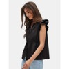 EXLURA Womens Button Down Blouses Casual Ruffle Cap Sleeve Crewneck Summer Peplum Drawstring Tops - 4 of 4