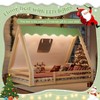KWPZQEB House Shape Montessori House Bed, Wood Floor Bed with Tent & Light, Cute Bed Frame with Full-length Guardrails for Kids, No Box Spring Needed - 4 of 4