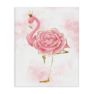 Stupell Industries Glam Flamingo Pink Splatter Rose Floral Royal Crown Canvas Wall Art - 1 of 4