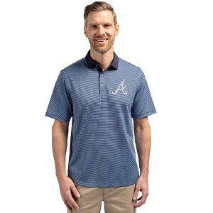 Atlanta Braves Cutter & Buck Virtue Eco Pique Micro Stripe Recycled Mens Big & Tall Polo - 1 of 1