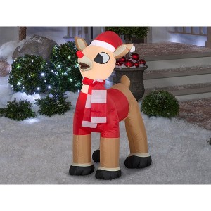 Gemmy 3.5 Foot Rudolph the Red-Nosed Reindeer Light Up Christmas Inflatable Lawn Decoration - 1 of 2