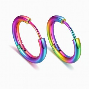 Stainless Steel Hoop Earrings by Ginger Lyne Huggie Style for Lobe Cartilage Piercing Body Jewelry - 1 of 4