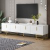 TV Console With Metal Legs And Gold Handles For 80" TV, TV Console With Cabinets And Adjustable Shelves,TV Cabinet For Living Room-Cuddlewood - 2 of 4