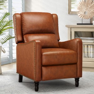 Arceso Faux Leather Push Back Recliner Chair, 20 Inch Upholstered Recliner Chairs,  Modern Pushback Recliner Chair for Bedroom, Living Room - 1 of 4