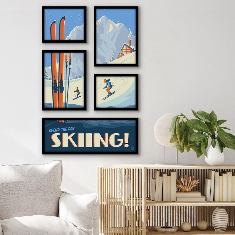 Americanflat Spend The Day Skiing 5 Piece Grid Wall Art Room Decor Set - Vintage Modern Home Decor Wall Prints, 2 of 6