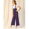 Allegra K Women's High Waist Wide Leg Belted Button Long Overalls Jumpsuit - 2 of 4