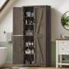 USIKEY 67"H Tall Storage Cabinet with 4 Doors, Farmhouse Accent Cabinet with Adjustable Shelves, for Bedroom, Living Room, Kicthen, Rustic Grey - 3 of 4