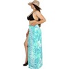 LA LEELA Women's Long Beachwear Vacation Swimsuit Cover up Wrap Sarong Swimwear Wraps One Size Blue, Tree - 3 of 4