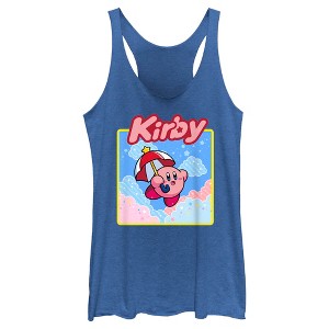 Women's Nintendo Kirby Flying Portrait Racerback Tank Top - 1 of 4