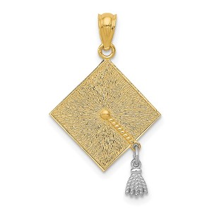 Black Bow Jewelry 14k Two Tone Gold 3D Graduation Cap with Moveable Tassel Pendant, 17mm - 1 of 4
