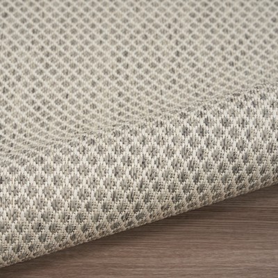 Courtyard Ivory Silver Geometric Flat Woven Indoor/Outdoor Rug