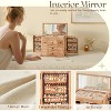 Solid Wood Jewelry Box with Mirror, Rustic Style Organizer with Display Storage for Earrings, Necklaces & Bracelets - 3 of 4