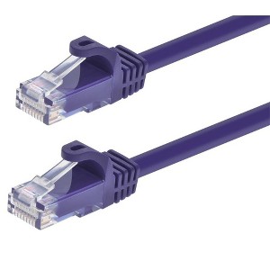 Monoprice Cat6 Ethernet Patch Cable - 3 Feet - Purple | Network Internet Cord - RJ45, Stranded, 550Mhz, UTP, Pure Bare Copper Wire, 24AWG - Flexboot - 1 of 2