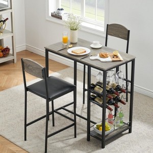 Jojoka Bar Table Set for 2,3-Piece Dining Table Set with Storage Shelf,Cup Holder and Rack for Small Space - 1 of 4