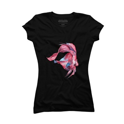 Junior's Design By Humans Betta Fish By GisaPizzatto T-Shirt