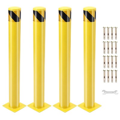 2/4/6-Pack Removable Steel Safety Bollards 42"x4", Yellow Powder-Coated Traffic & Parking Barrier Posts with Reflective Stripes