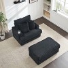 Sapphtopaz Accent Chair and Ottoman Set Comfortable Single Sofa Corduroy Fabric with Cushion 2 Pillows for Living Room, Bedroom, Office, Indoor - 2 of 4