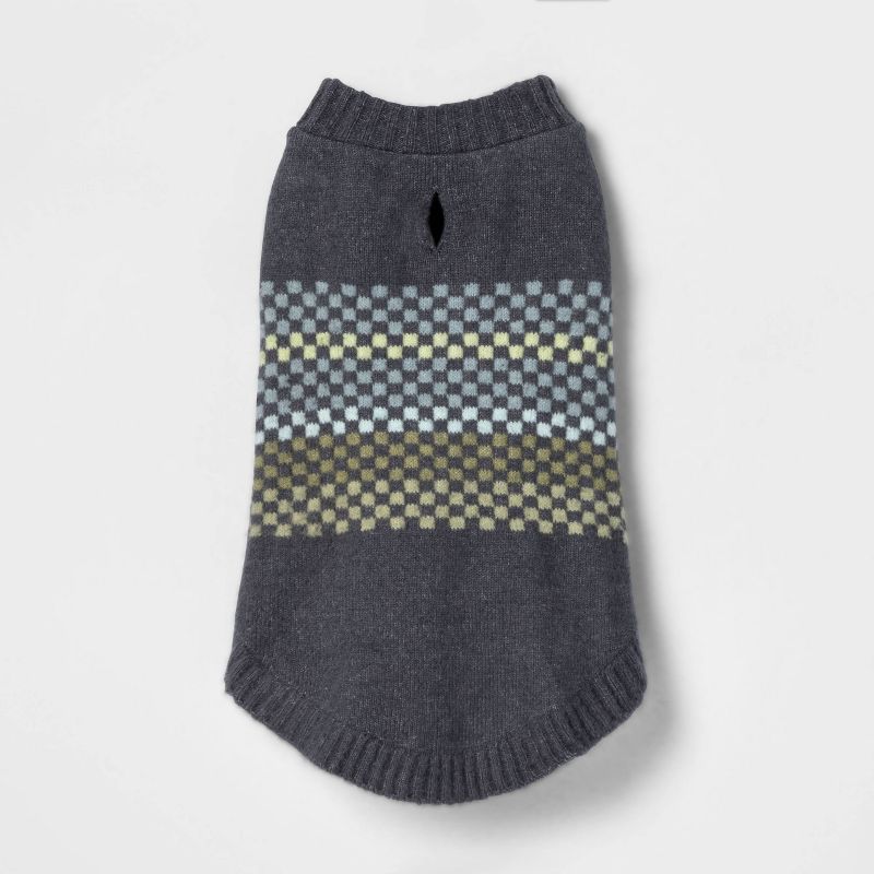Fairisle Stripe Cool Colorway Dog and Cat Sweater - Gray - Boots & Barkley™, 3 of 11
