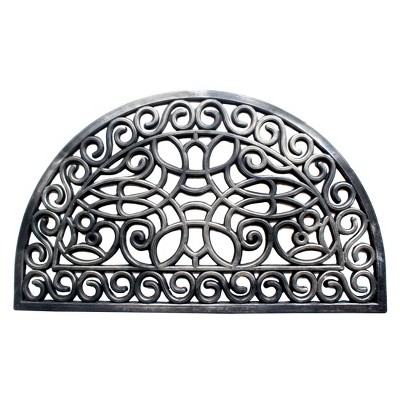 RugSmith Nickel Moulded Trellis Half-round Rubber Doormat Doormat