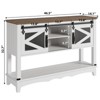 Farmhouse Entryway Table with Storage, White Console Table with Sliding Barn Doors, Wooden Sofa Table with Cabinet - 3 of 4