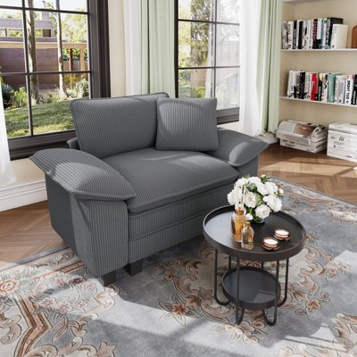 Captiva Designs Oversized Deep Seat Armchair, 1-Seater Upholstered Accent Chair, Comfy Corduroy Reading Chair