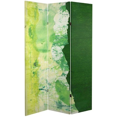 6" Double Sided River Canvas Room Divider Green - Oriental Furniture