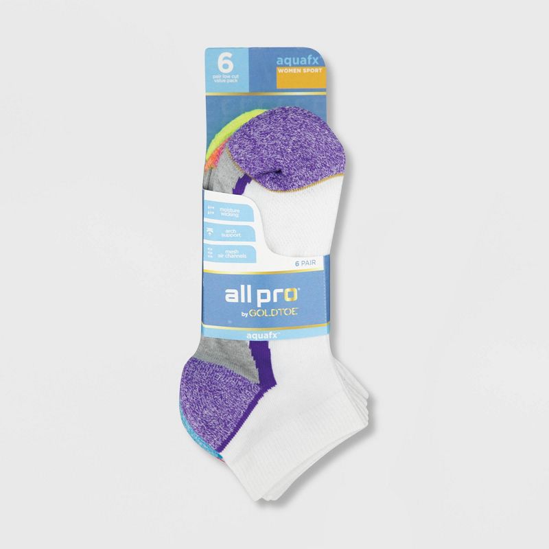 All Pro Women&#39;s Extended Size Heel &#38; Toe Cushion 6pk Low Cut Athletic Socks - White 8-12, 3 of 5