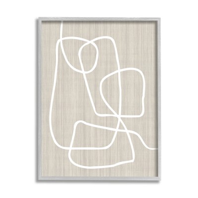 Stupell Industries Linen and Lines Abstract Framed Giclee Art