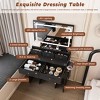 AENKYO Large Mirror Vanity Desk, Makeup Vanity Set with 5 Drawers, 3 Adjustable LED Lights & Hair Dryer Holder Dressing Table for Bedroom, Black - 2 of 4