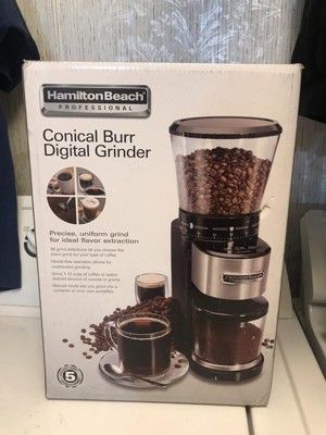 Hamilton Beach 80405 Professional Stainless Steel Conical Burr Digital Coffee  Grinder 