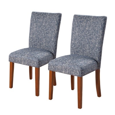 Set of 2 Dining Chair with Wooden Legs Blue - Benzara