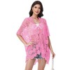 Anna-Kaci Women's Open Front Crochet Cover-Up with Floral Pattern and Short Sleeves - 4 of 4