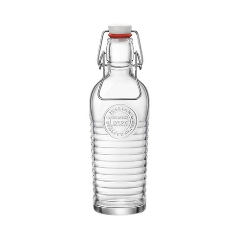 Bormioli Rocco Officina Water Bottle | 37.25 oz, Italian Glass Pitcher | Airtight Seal & Metal Clamp | Easy to Carry Handle, Dishwasher Safe 