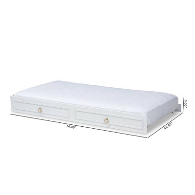 Mariana White Wood Twin Trundle Bed with Drawer