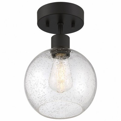 Burgundy Globe 12" Matte Black LED Indoor/Outdoor Light Fixture