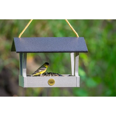 Modern Farmhouse Driftwood Gray Hanging Bird Feeder with Nylon Rope